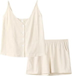 Womens Pajama Set Sleeveless - Pajamas Women'S Summer Cotton Thin Sleeveless Shorts Suspenders Sexy Lingerie Women'