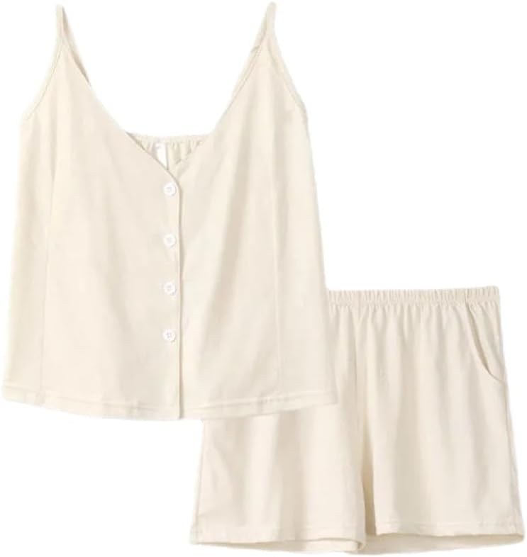 Womens Pajama Set Sleeveless - Pajamas Women'S Summer Cotton Thin Sleeveless Shorts Suspenders Sexy Lingerie Women'