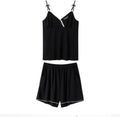 Black Wearable Home Clothes Modal Pajamas Women's Summer Small Sexy Suspenders Shorts (Color : A, Size : XXLcode)