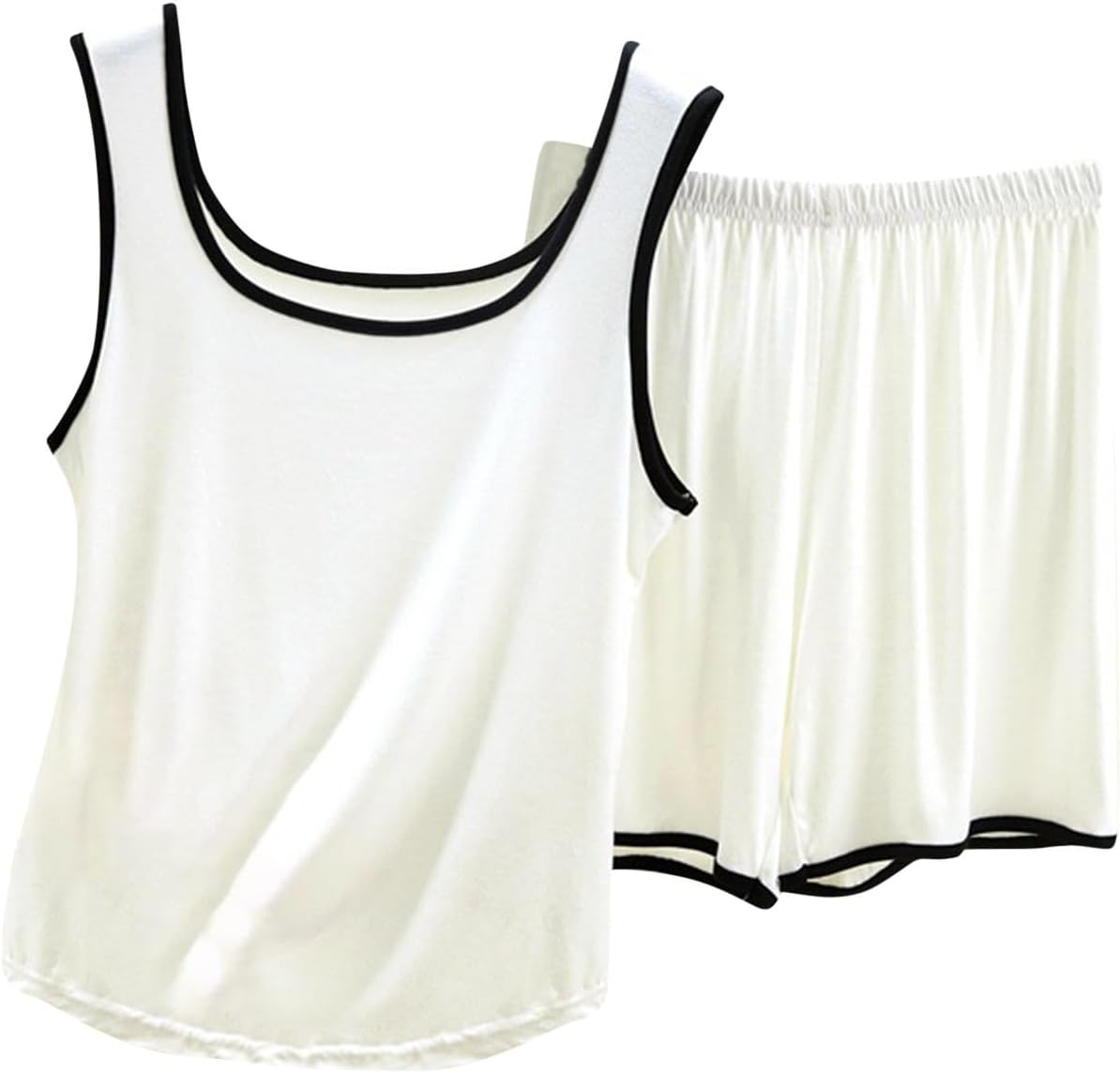 Generic Women Cami Pajama Set Baggy Ruched Shorts Sleepwear Outfits Solid Lounge Sleeveless Suspender Short PJ Suit Soft Home