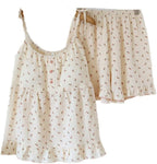 Womens Pajama Set Sleeveless - Summer Women'S Pajama Set Cotton Crepe Cloth Ladies Suspender+Shorts Two Piece