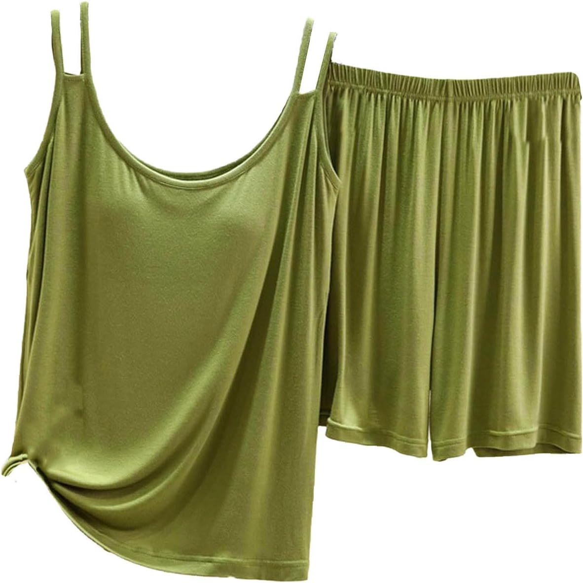 Generic Short Sets For Women Pajama Build In Bra Suspender Shorts Fashion Solid Soft Sleepwear Summer Comfy Home Loungewear