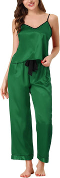 Womens Camisole Cami Pants Sets Sleepwear Nightwear Satin Pajama Party Silky Summer Pajamas Set