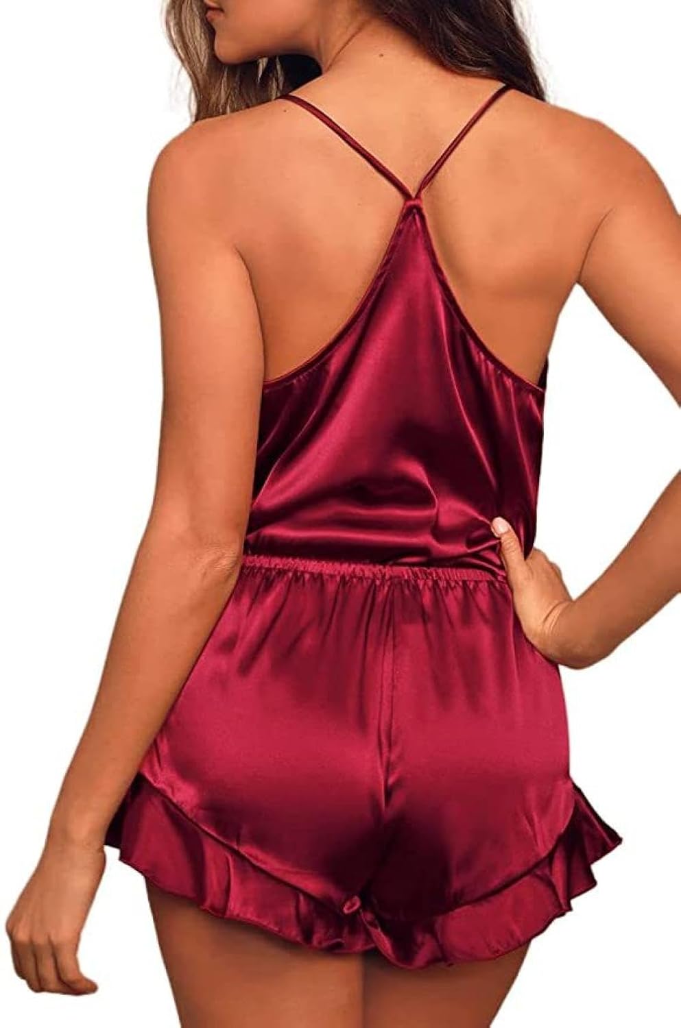 Womens Pajama Set Sleeveless - Women Pajamas V-Neck Suspender Shorts Two Sets Of Pajamas Sexy Fashion Home Suit