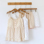 Women's Pajama Set Cotton Crepe Cloth Suspender Shorts Two Piece Home Furnishing Set