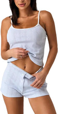 Women's Sexy Jacquard Cotton Pajama Set, Comfortable Suspenders Shorts for Casual Home Clothing