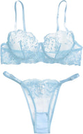 Sexy Floral Embroidered Mesh Women Underwire Push Up Lingerie Set