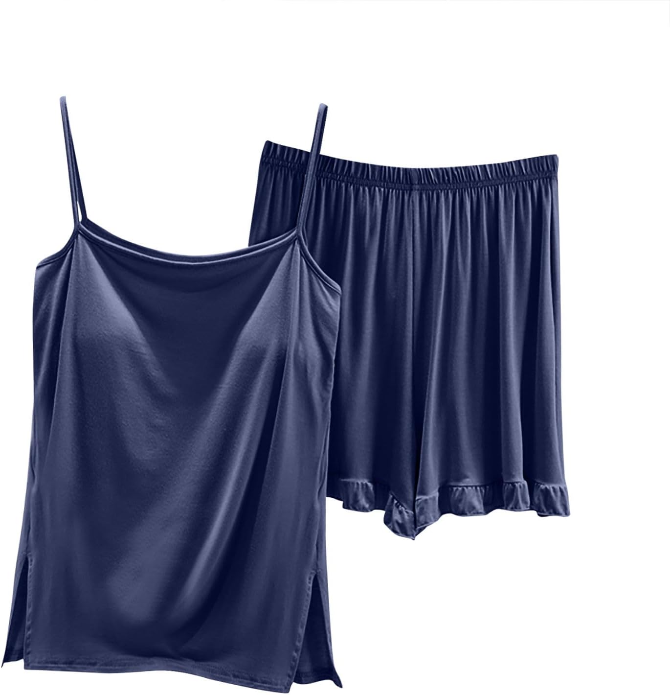 Suspender Short Home Suit for Women Fashion Loose Fit Lightweight Pajama Sets Elegant Casual Ruffle 2 Piece Pjs