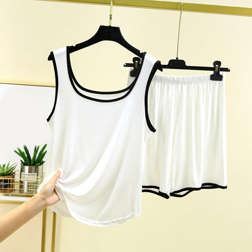 Generic Women Cami Pajama Set Baggy Ruched Shorts Sleepwear Outfits Solid Lounge Sleeveless Suspender Short PJ Suit Soft Home