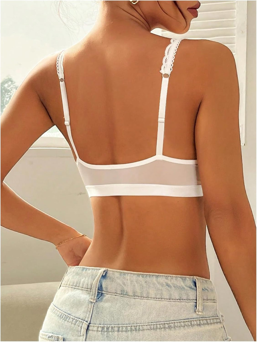 Women's Lace Bras Deep V Neck Wireless Bra Comfort Everyday Bralette