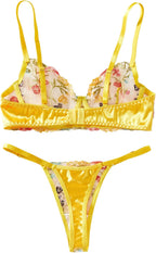 Sexy Floral Embroidered Mesh Women Underwire Push Up Lingerie Set
