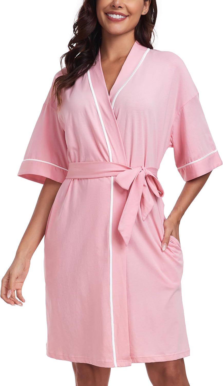 Robes for Women Summer Lightweight Bathrobe Bamboo Short Kimono Robe Soft Spa Bath robe Sleepwear for Ladies