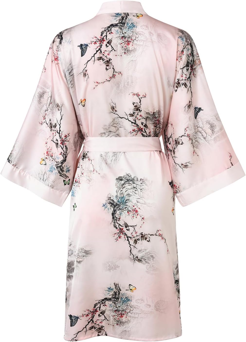 Women's Kimono Short Robe for Women - Pocket Floral Bathrobe Nightgown