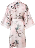 Women's Kimono Short Robe for Women - Pocket Floral Bathrobe Nightgown