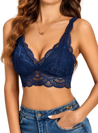 Lace Bralettes Womens Triangle Plunge Wireless Bras Camisole Tops Cami Strappy Sexy Soft