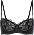 Women's Sexy Lace Push Up Plus Size Bra Sheer Balconette Underwire Unlined