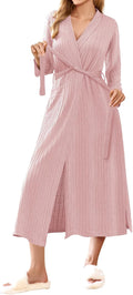 Robes for Women Waffle Knit Bathrobe Lightweight Long Kimono Spa Robe Soft Loungewear with Pockets S-XXL
