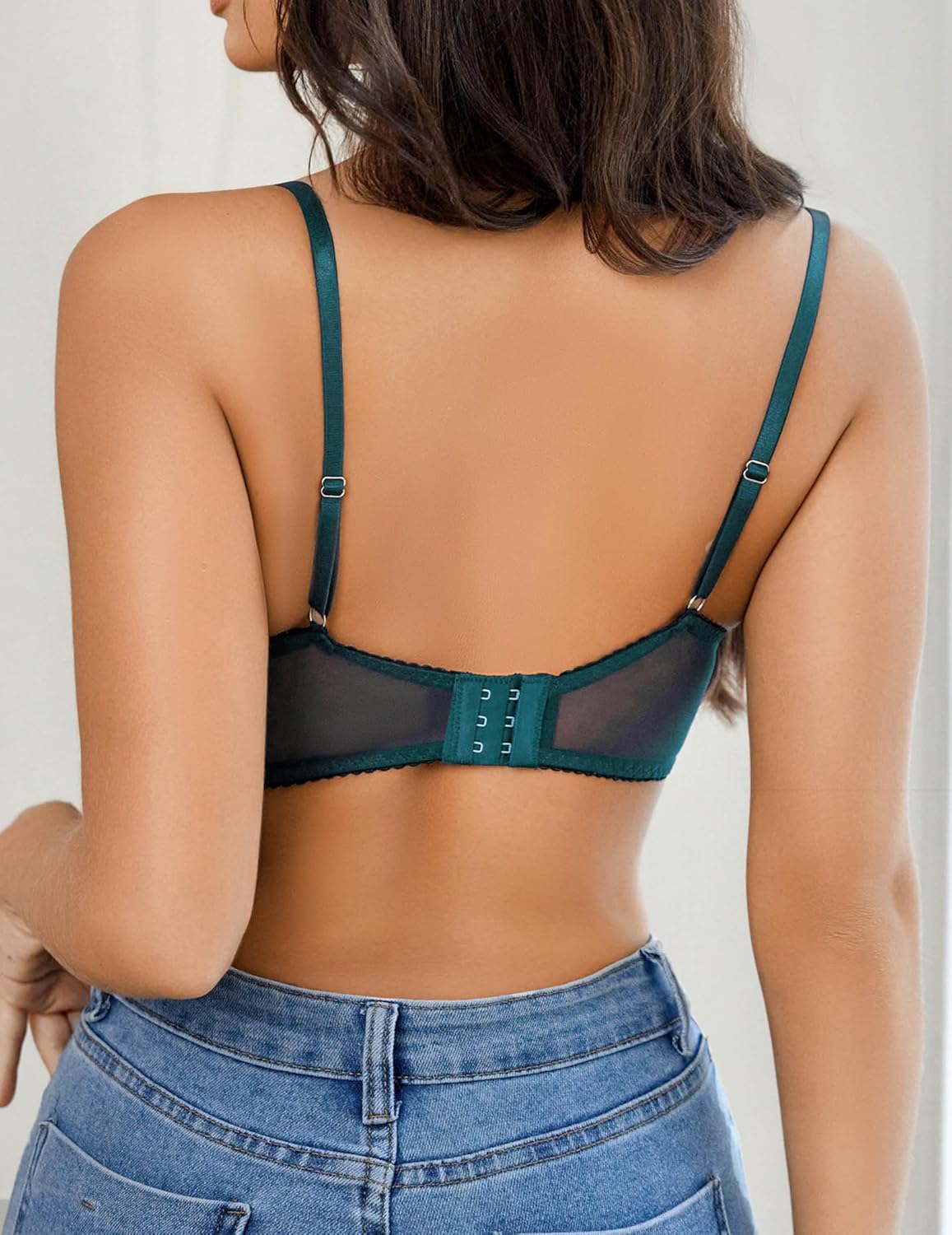Women's Sexy Lace Bra Sheer Balconette Underwire Unlined Everyday Bras Lingerie